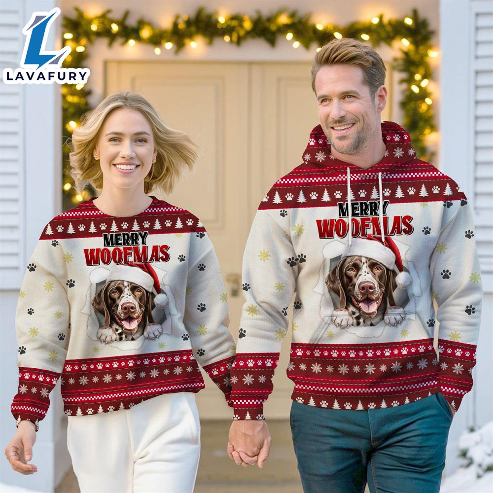 German Shorthaired Pointer Dog Merry Woofmas Christmas Sweatshirt & Hoodie Gift Christmas