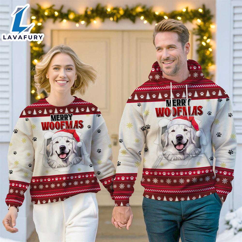 Great Pyrenees Dog Merry Woofmas Christmas Sweatshirt & Hoodie Gift Christmas
