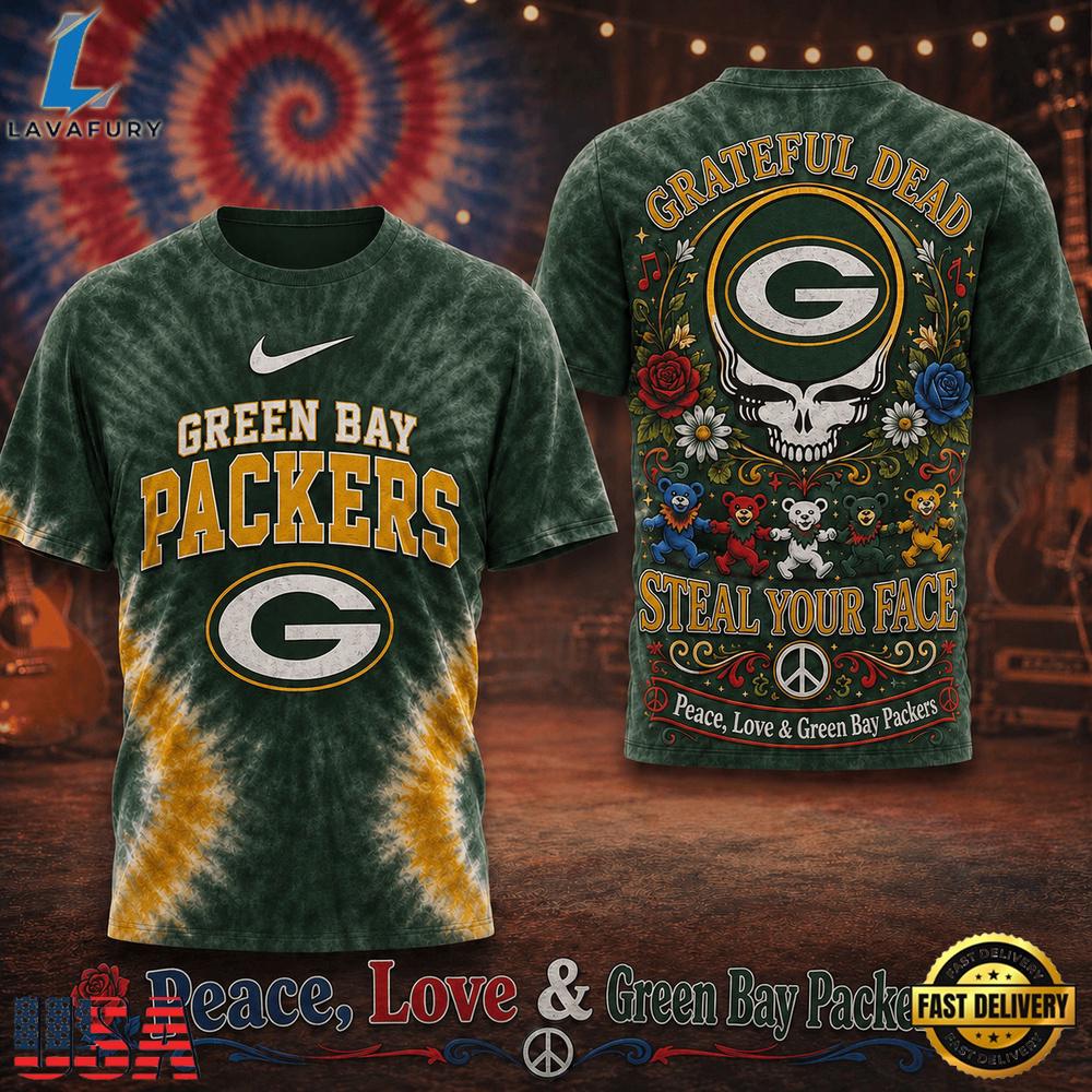 Green Bay Packers NFL x Greateful Dead Steal Your Face New 2026 T Shirt