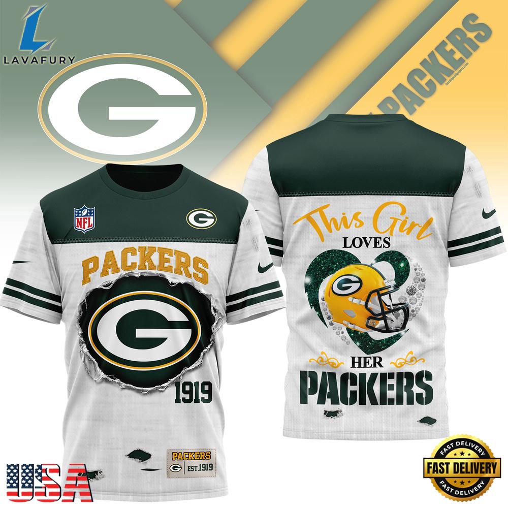 Green Bay Packers NHL This Girl Love All Over Print T Shirt