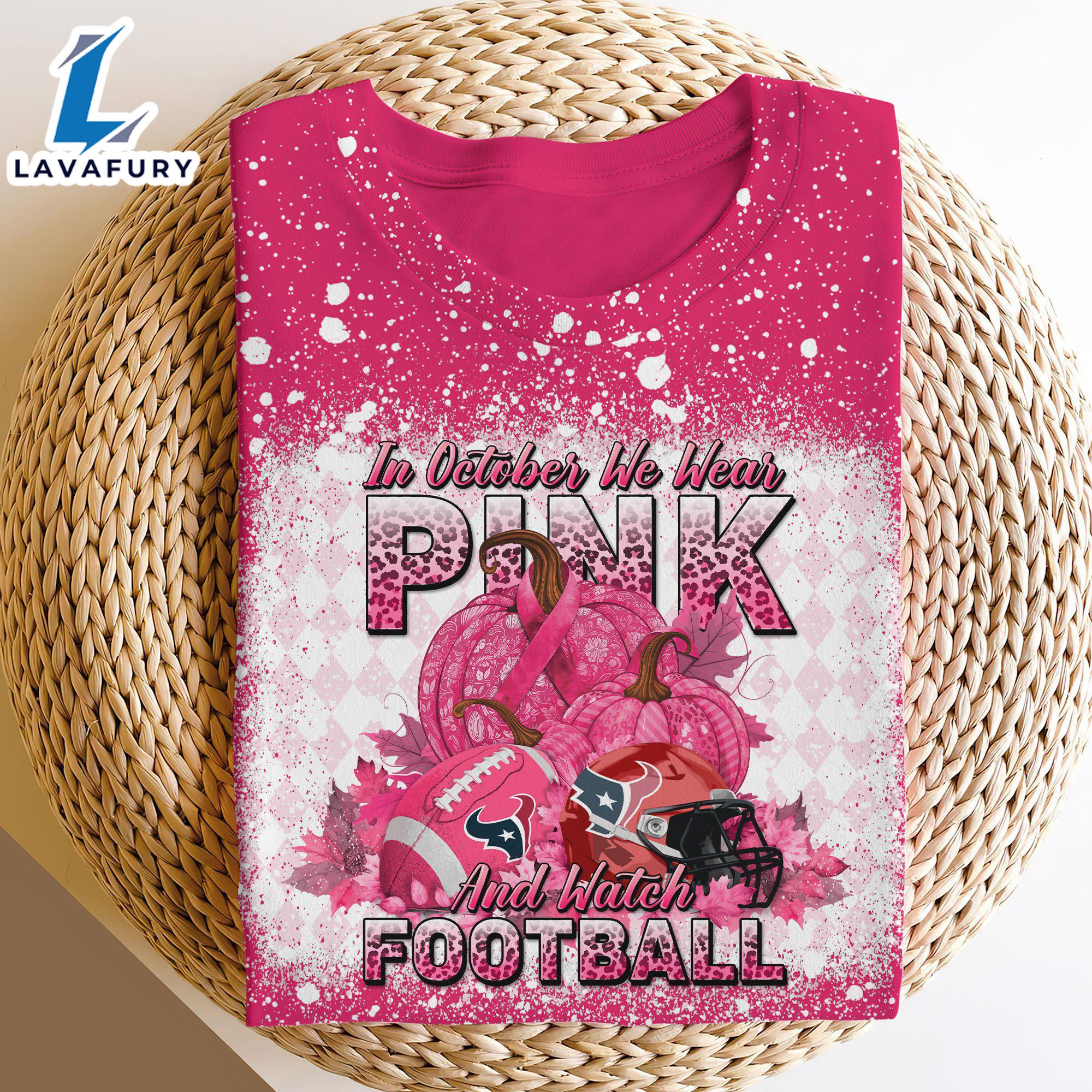 Houston Texans Bleached Cancer Awareness, Sport Shirts For Fan Gift Summer