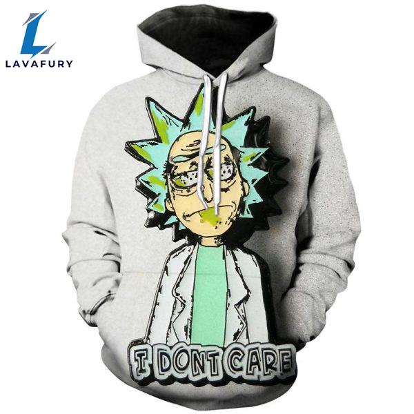 I Don’T Care Rick And Morty 3D Printed Unisex Hoodies