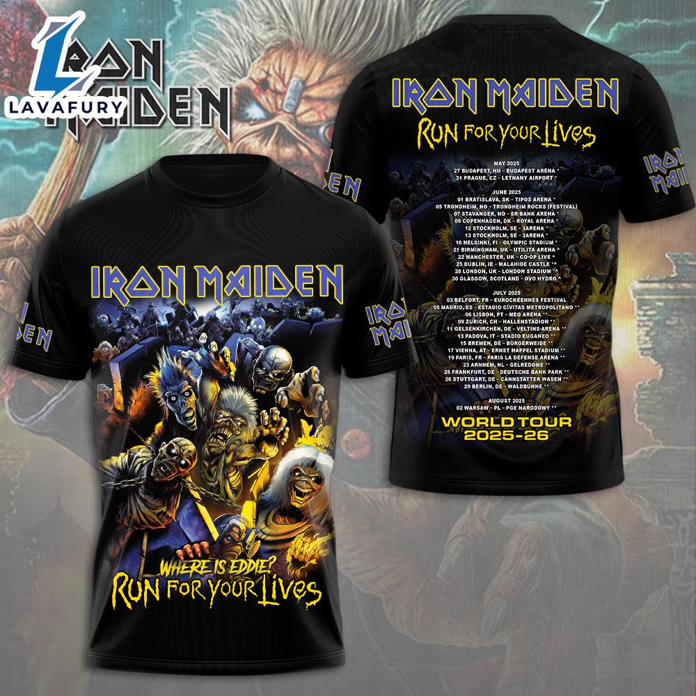 Iron Maiden 50th Anniversary T-shirt With Band Signatures 3D Shirt Gift Summer For Man And