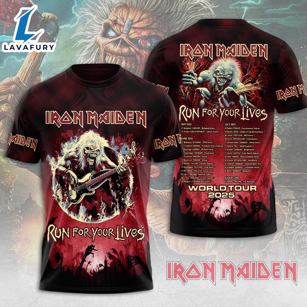 Iron Maiden Tour 2025-26 T-shirt, Run for Your Lives Tour 2025 With Tour Dates Gift Summer For Man And
