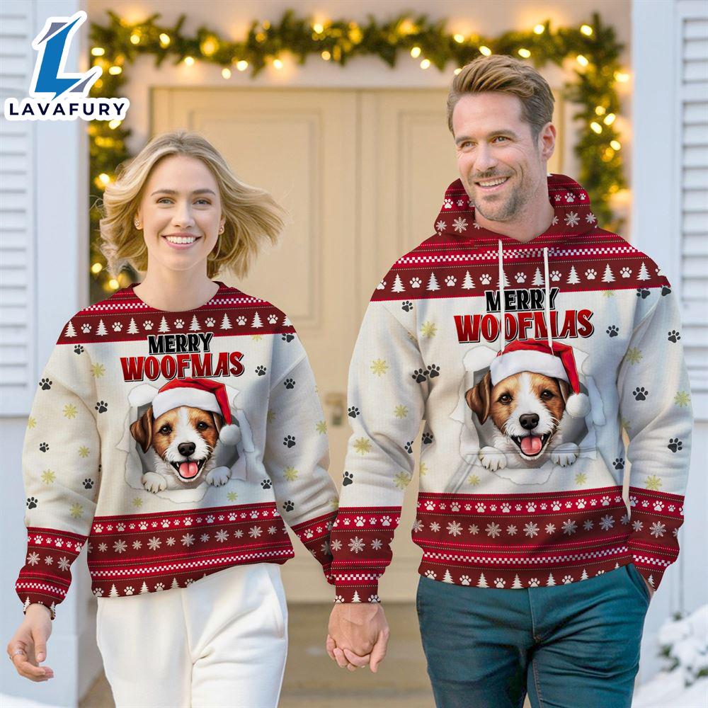 Jack Russell Terrier Dog Merry Woofmas Christmas Sweatshirt & Hoodie Gift Christmas