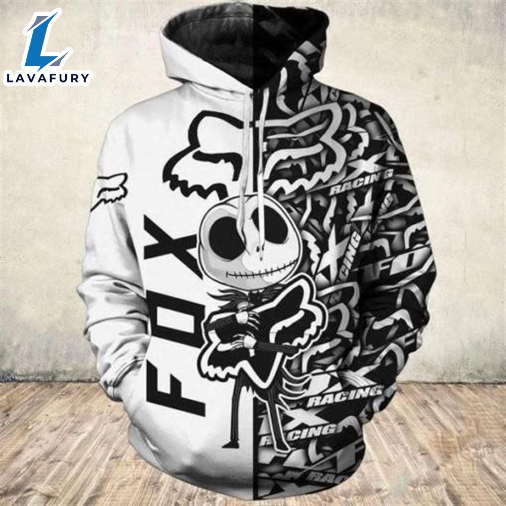 Jack Skellington Hold Fox Racing Logo - Jack Skellington Hoodie