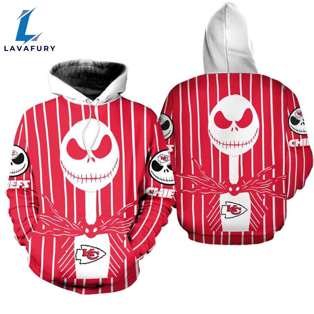 Kansas City Chiefs Jack Skellington Red With Logo Super Bowl - Jack Skellington Hoodie