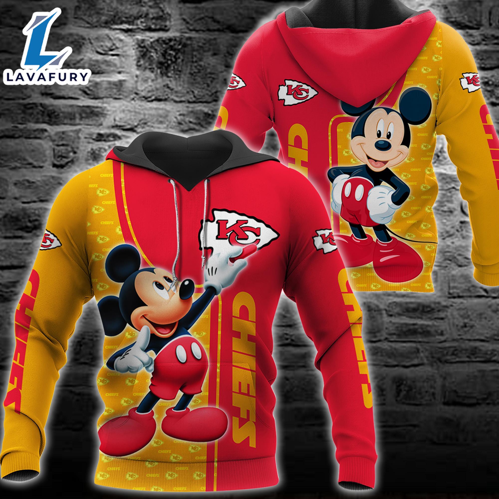 Kansas City Chiefs Mickey Mouse Disney Men And 3d Full Printing Hoodie - Gift for Mickey Fans