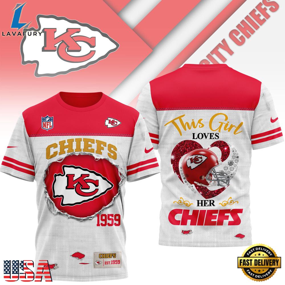 Kansas City Chiefs NHL This Girl Love All Over Print T Shirt