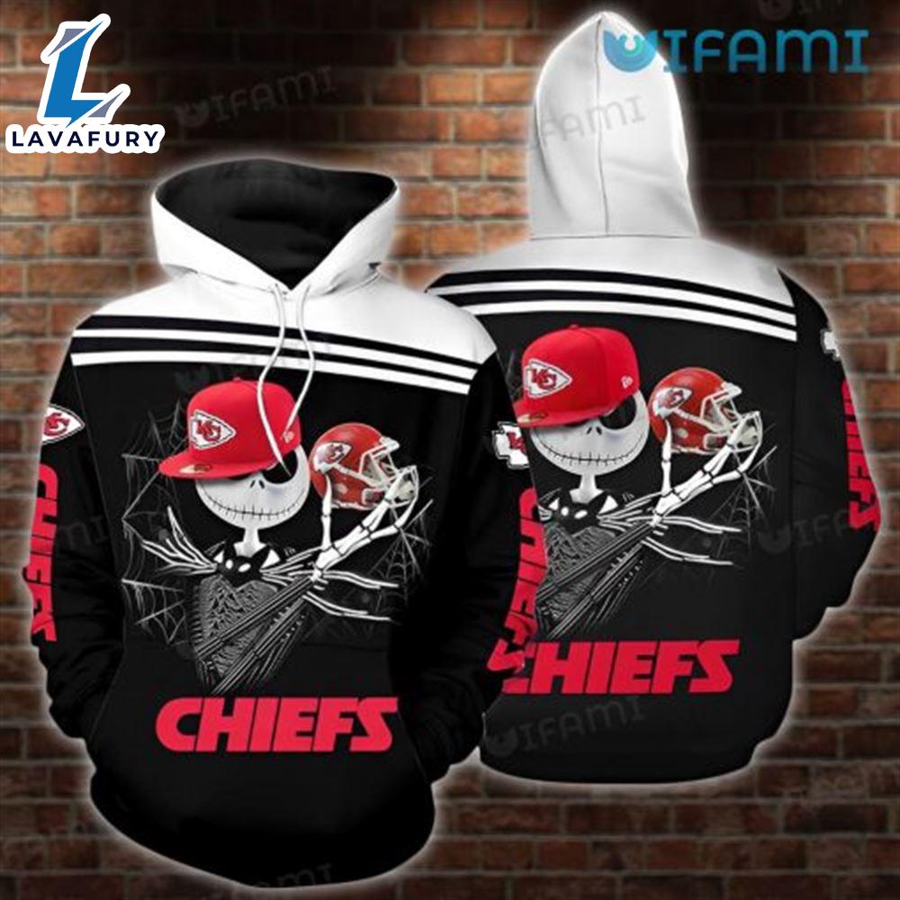 KC Chiefs Hoodie 3D Jack Skellington Hat Football Helmet Unique Kansas City Chiefs Gift