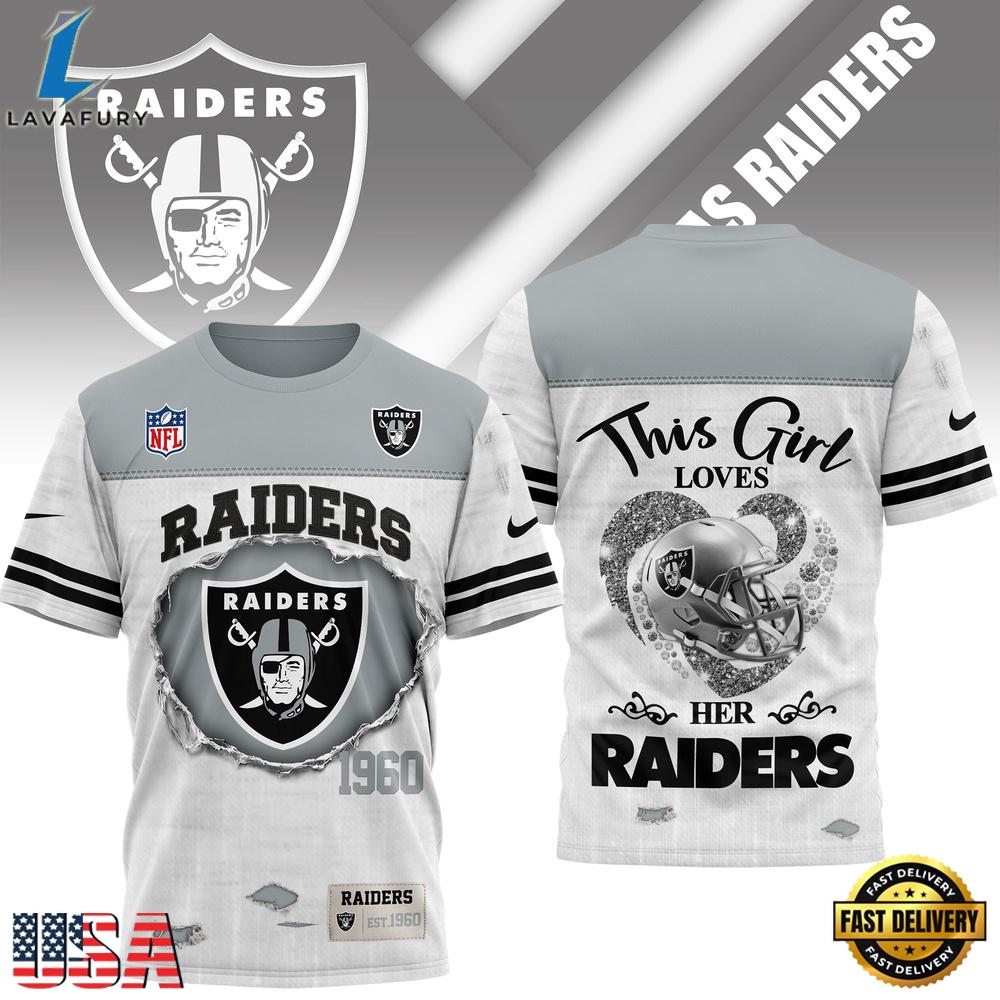 Las Vegas Raiders NHL This Girl Love All Over Print T Shirt