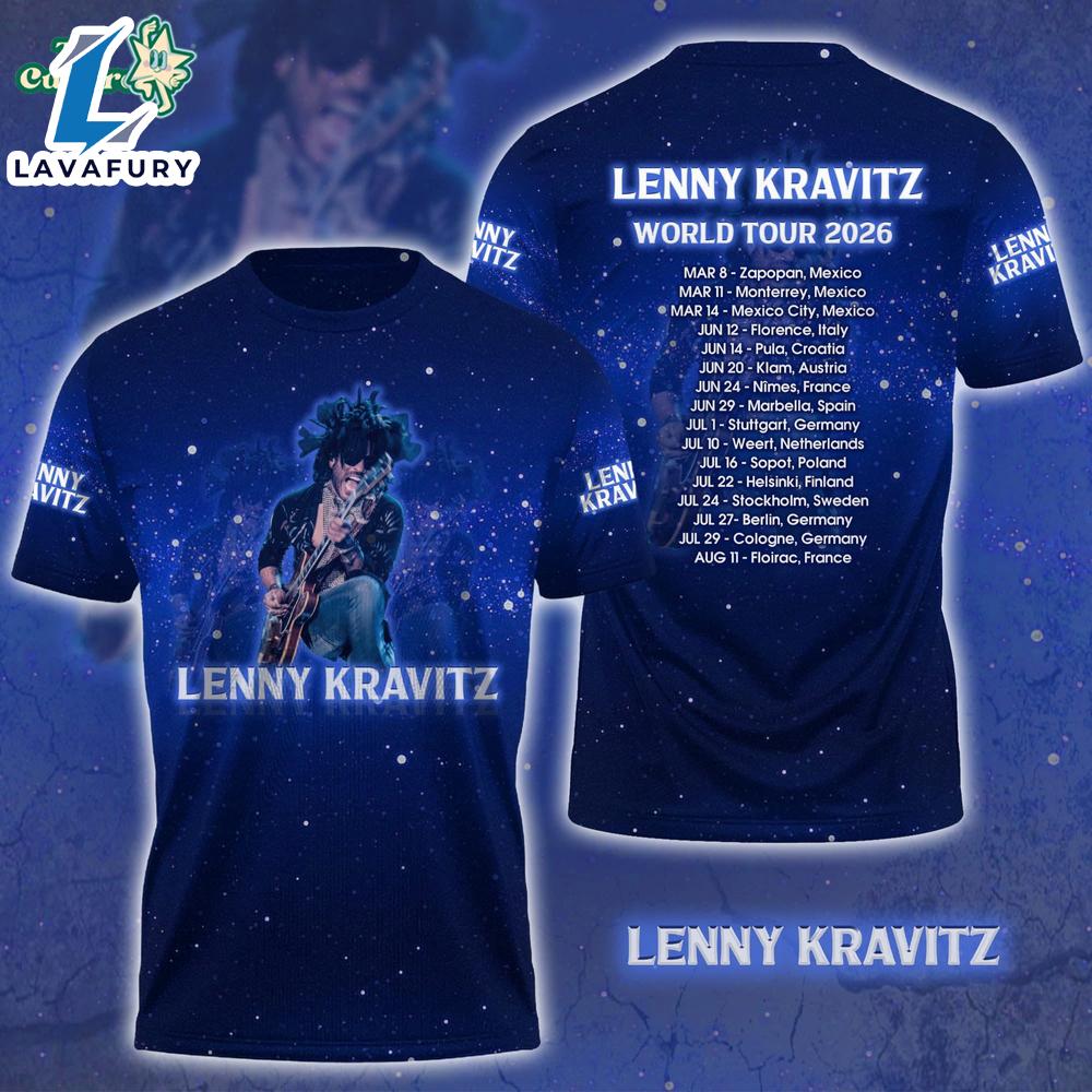 Limitted Edition Lenny Kravitz TOUR 2026 3D T-Shirt For Man And