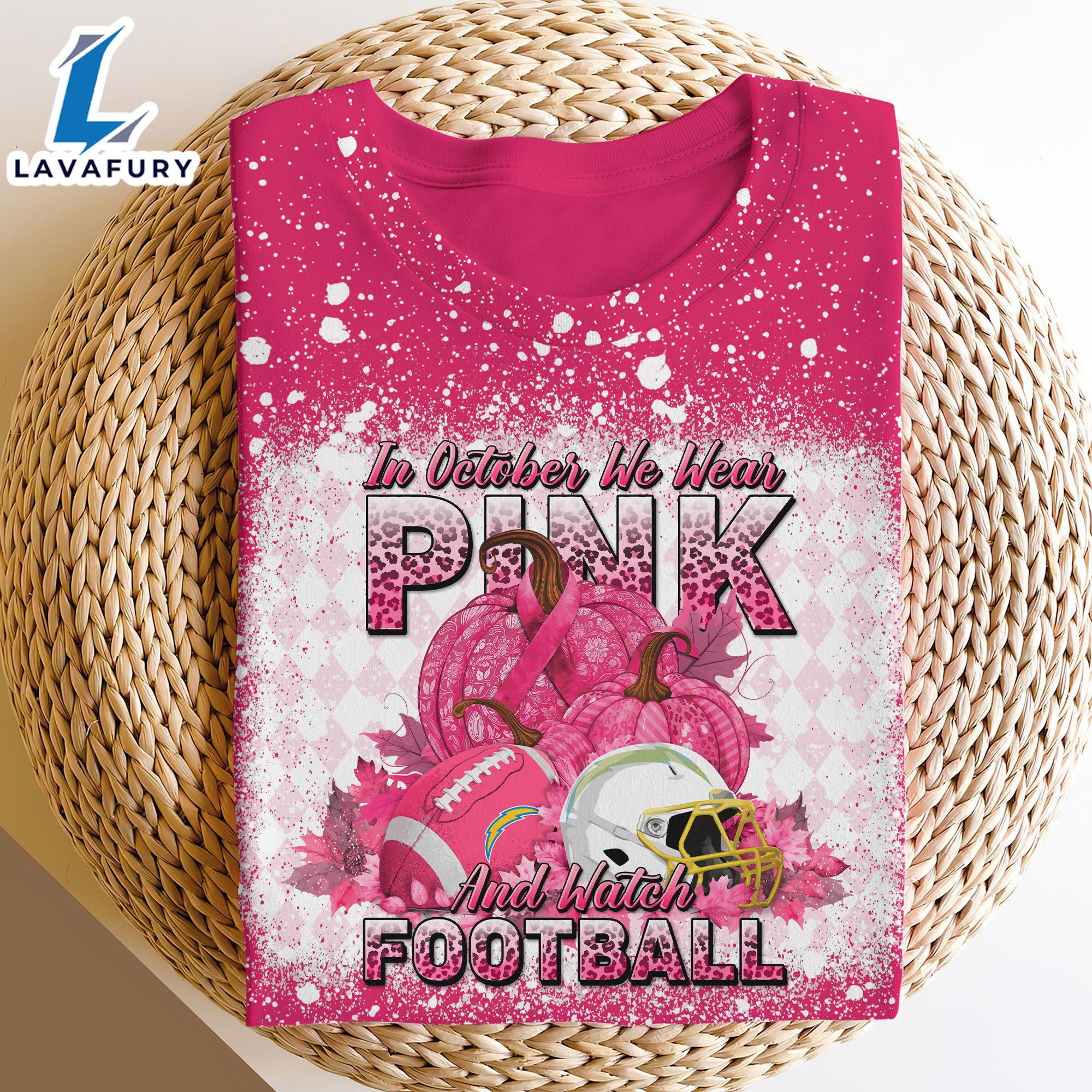 Los Angeles Chargers Bleached Cancer Awareness, Sport Shirts For Fan Gift Summer