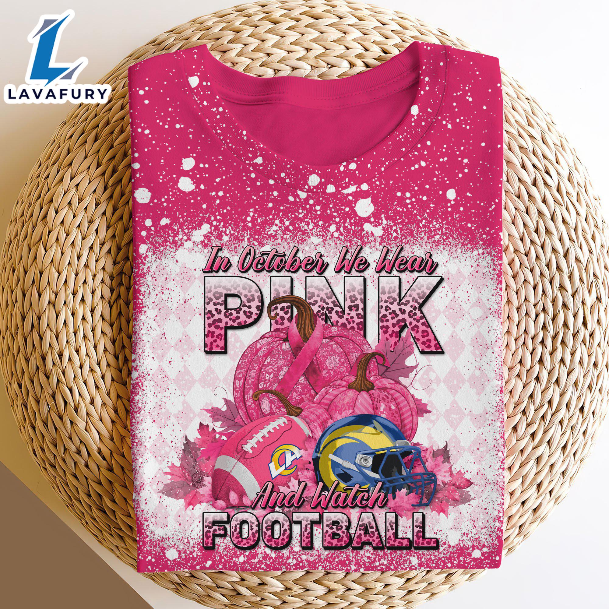 Los Angeles Rams Bleached Cancer Awareness, Sport Shirts For Fan Gift Summer