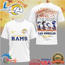 Los Angeles Rams Peanuts Snoopy Autumn Leaves Tshirt For Man And