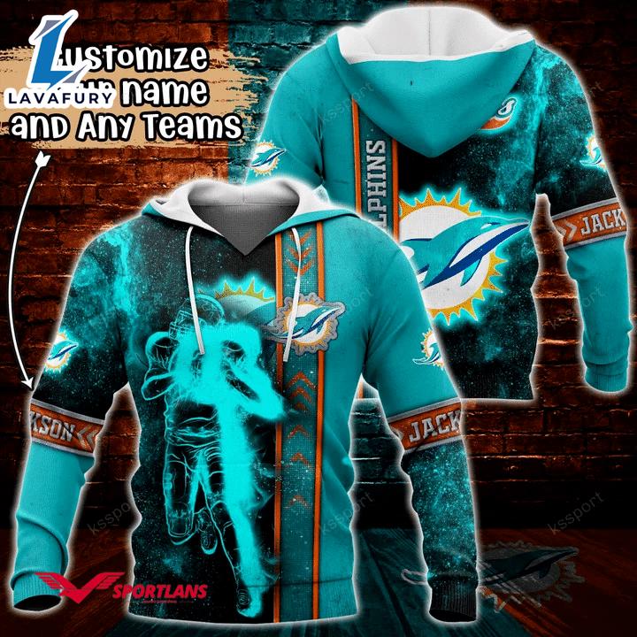 Miami Dolphins NFL Custom Name 3D Hoodie Teams Shirt For Fans Gift Sport