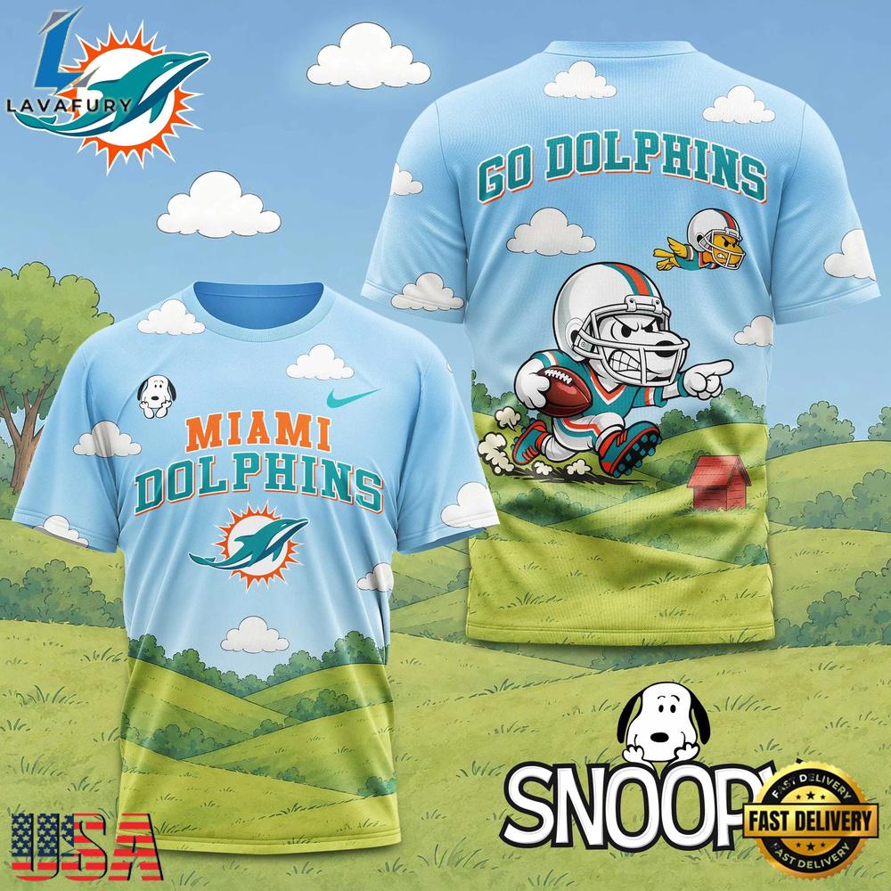 Miami Dolphins NFL Snoopy New 2026 All Over Print T Shirt