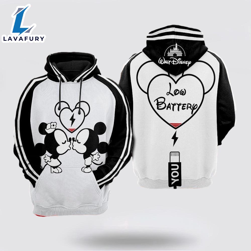 Mickey And Minnie Kiss To Charge Battery Over Print 3D Hoodie- Mickey 3D Shirts Gift