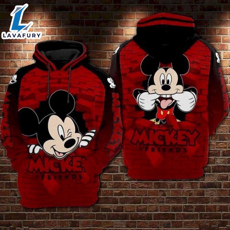 Mickey And Minnie Mouse Brick Wall Style 3d Hoodie - Shirts Gift for Mickey Lovers