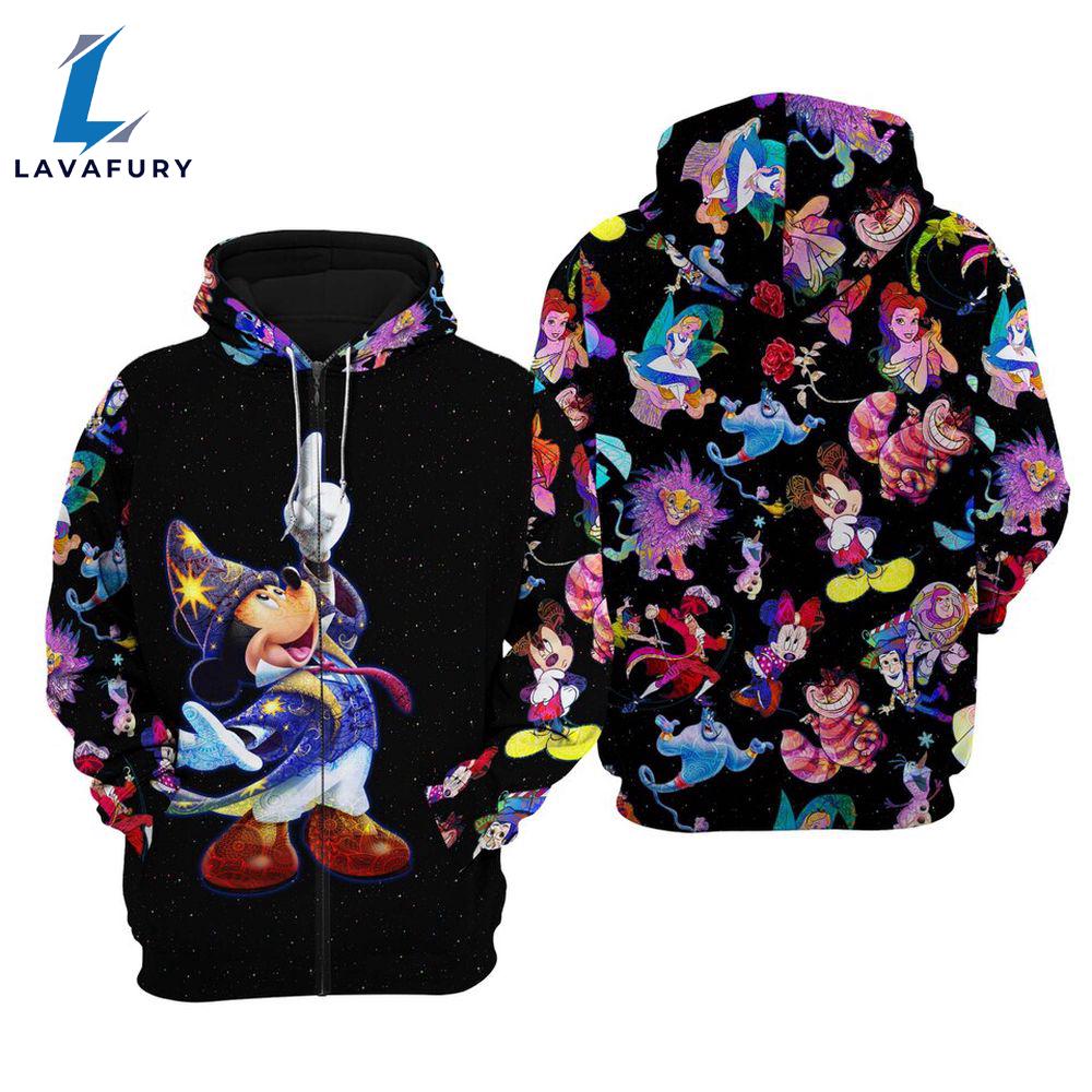 Mickey Mouse Fantasia Galaxy Night Sky Patterns Hoodie - Gift for Mickey Fans