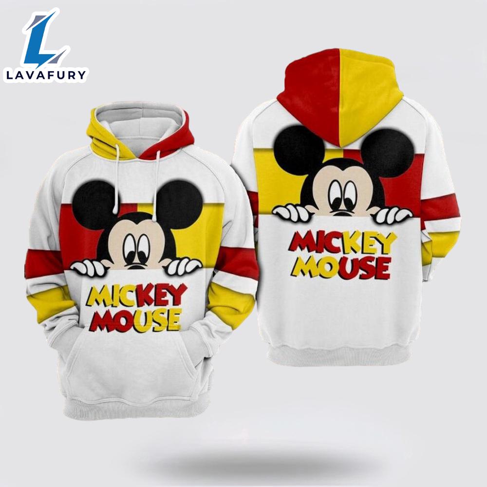 Mickey Mouse Over Print 3D Hoodie Sleek Hoodie Silhouettes - Mickey 3D Shirts Gift