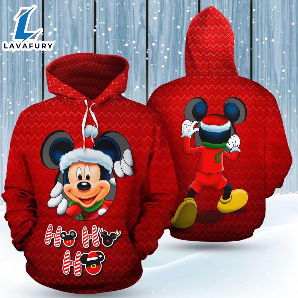 Mickey Mouse Santa Claus Cosplay Ho Ho Ho Christmas Hoodie 3D Printed - Shirts Gift for Mickey Lovers