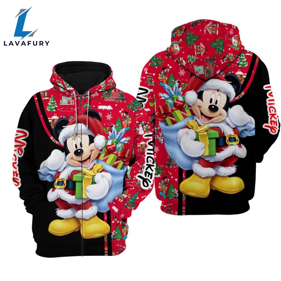Mickey Mouse Santa Claus Costume Merry Christmas 3D Hoodies - Gift for Mickey Fans