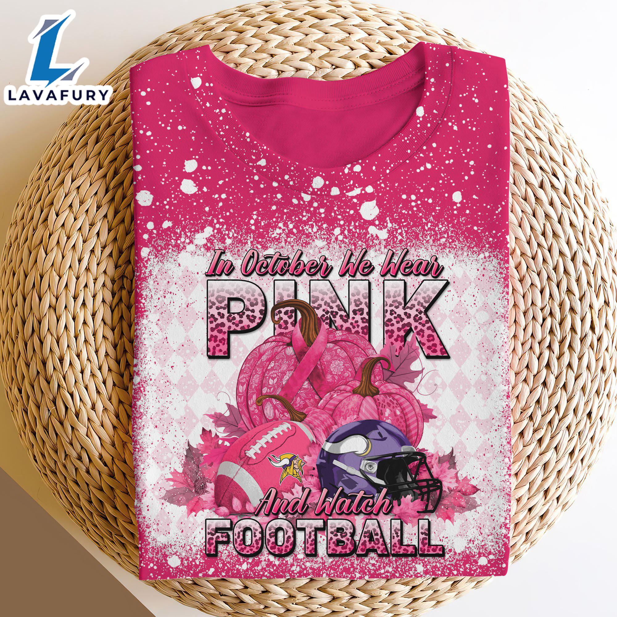 Minnesota Vikings Bleached Cancer Awareness, Sport Shirts For Fan Gift Summer