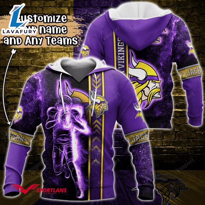 Minnesota Vikings NFL Custom Name 3D Hoodie Teams Shirt For Fans Gift Sport