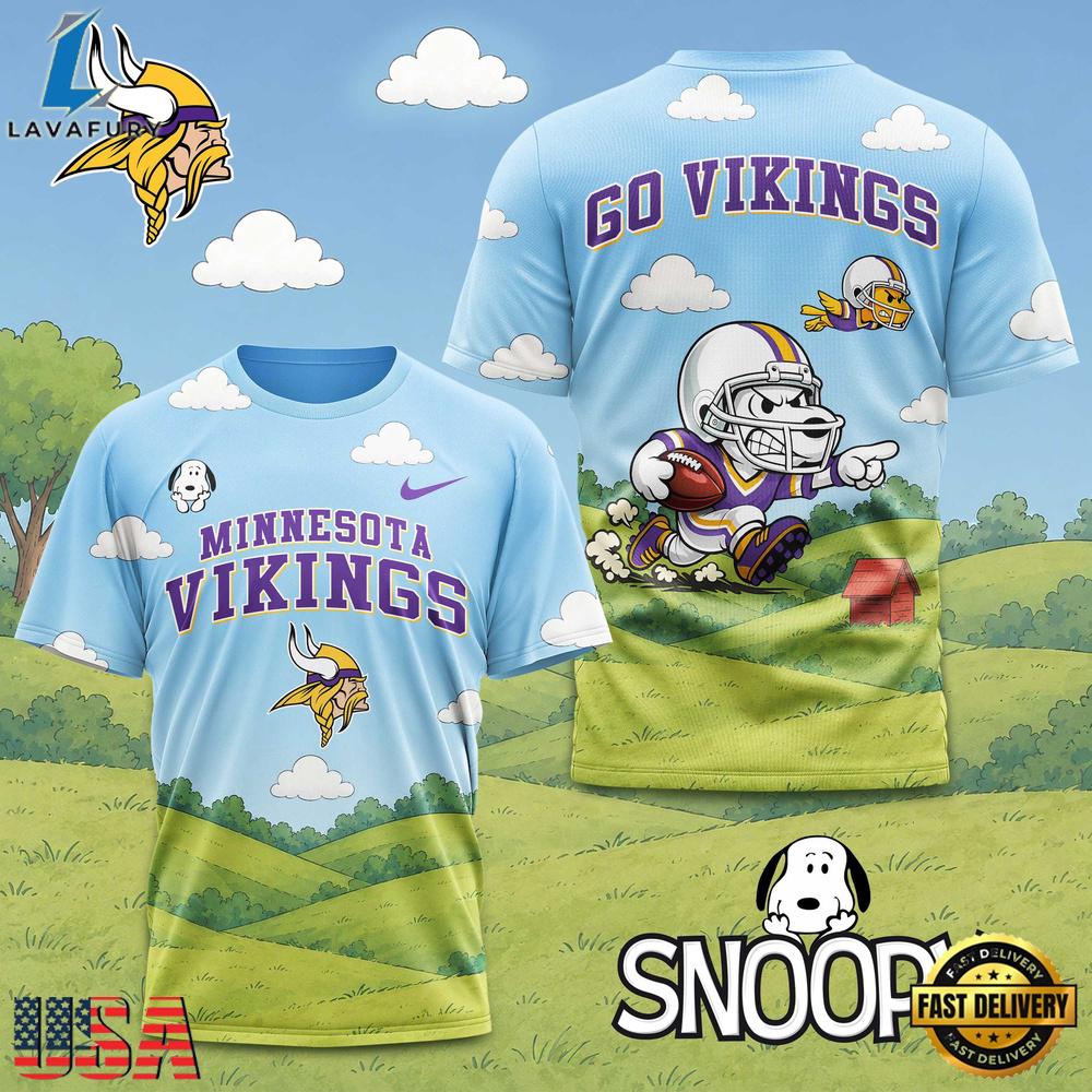 Minnesota Vikings NFL Snoopy New 2026 All Over Print T Shirt