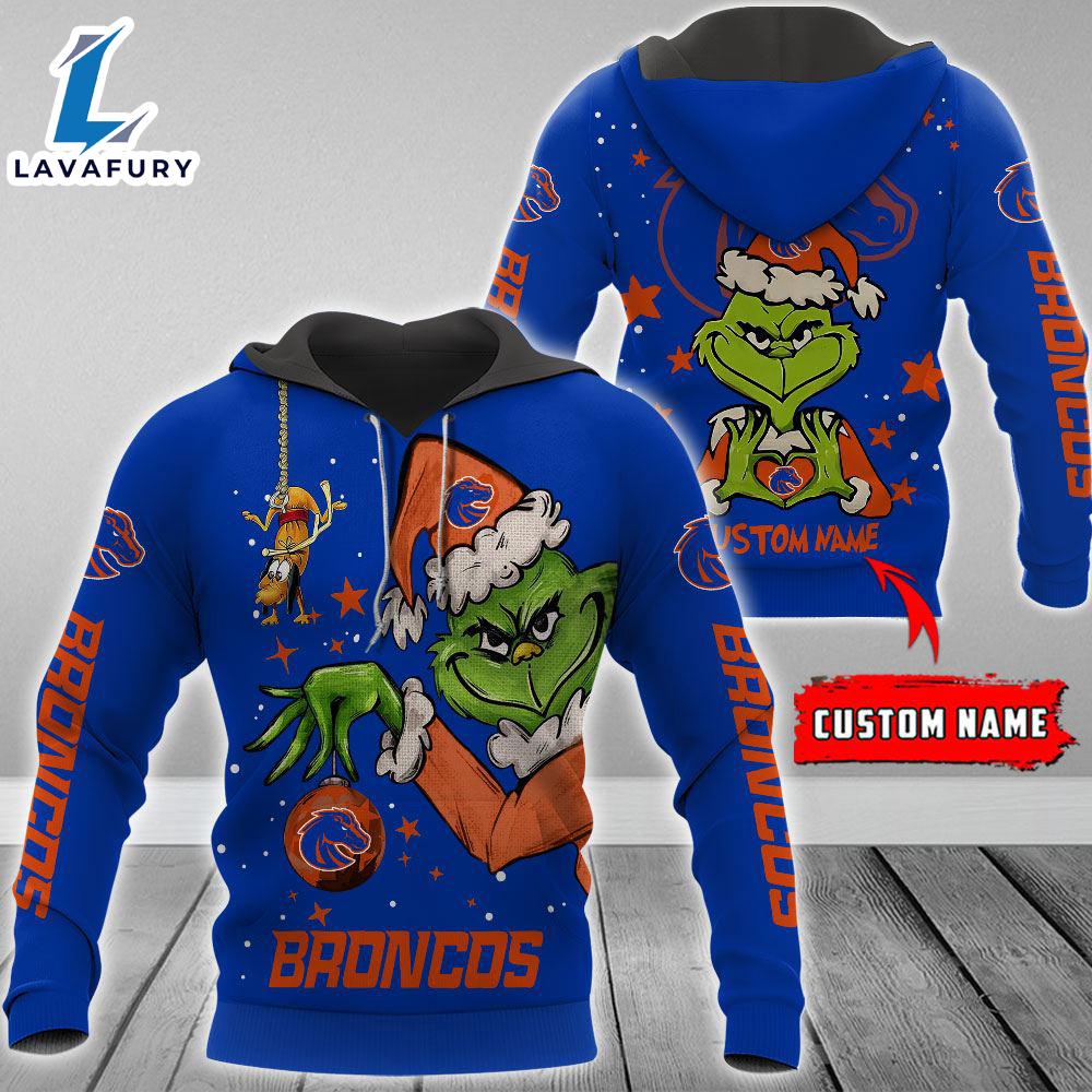 Ncaa Boise State Broncos Football Team The Grinch Custom Name Hoodie Gift Christmas