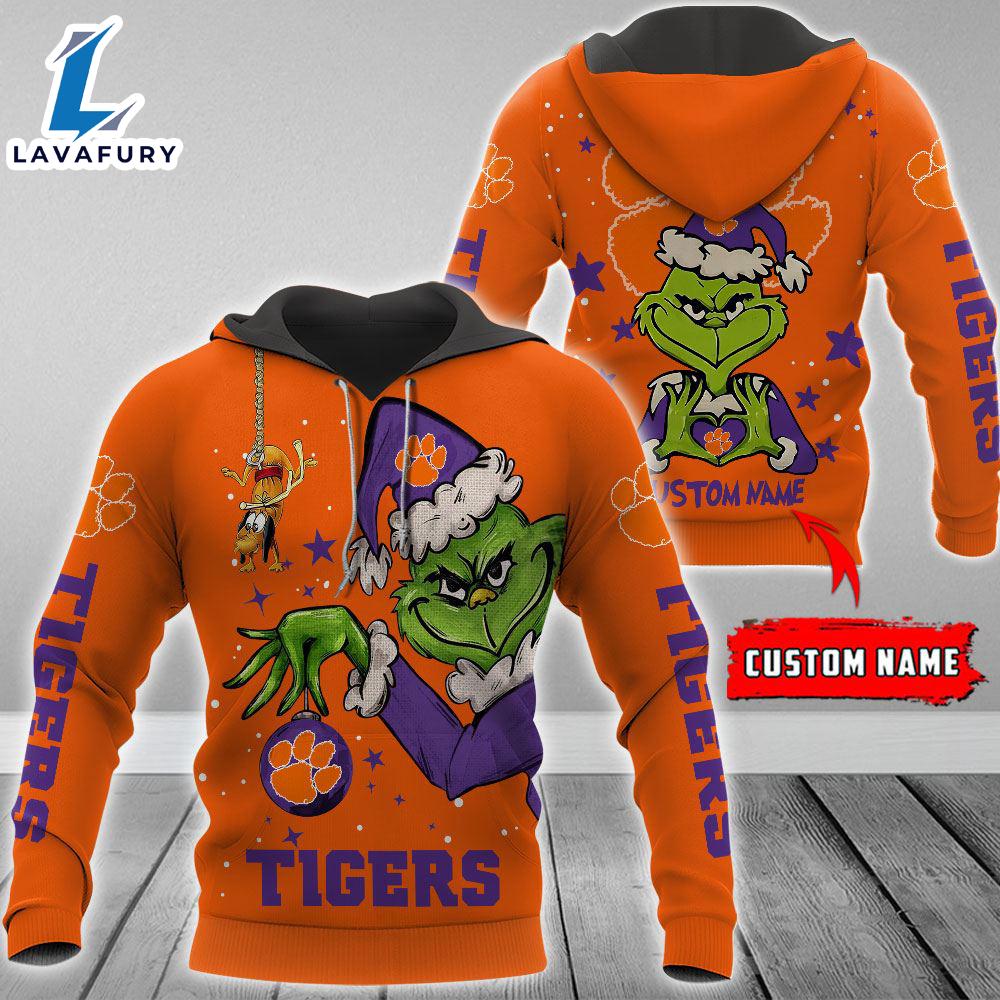 Ncaa Clemson Tigers Football Team The Grinch Custom Name Hoodie Gift Christmas