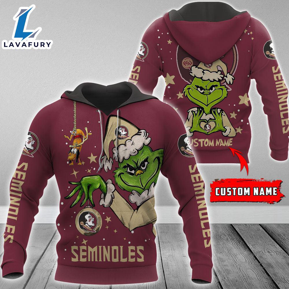 Ncaa Florida State Seminoles Football Team The Grinch Custom Name Hoodie Gift Christmas