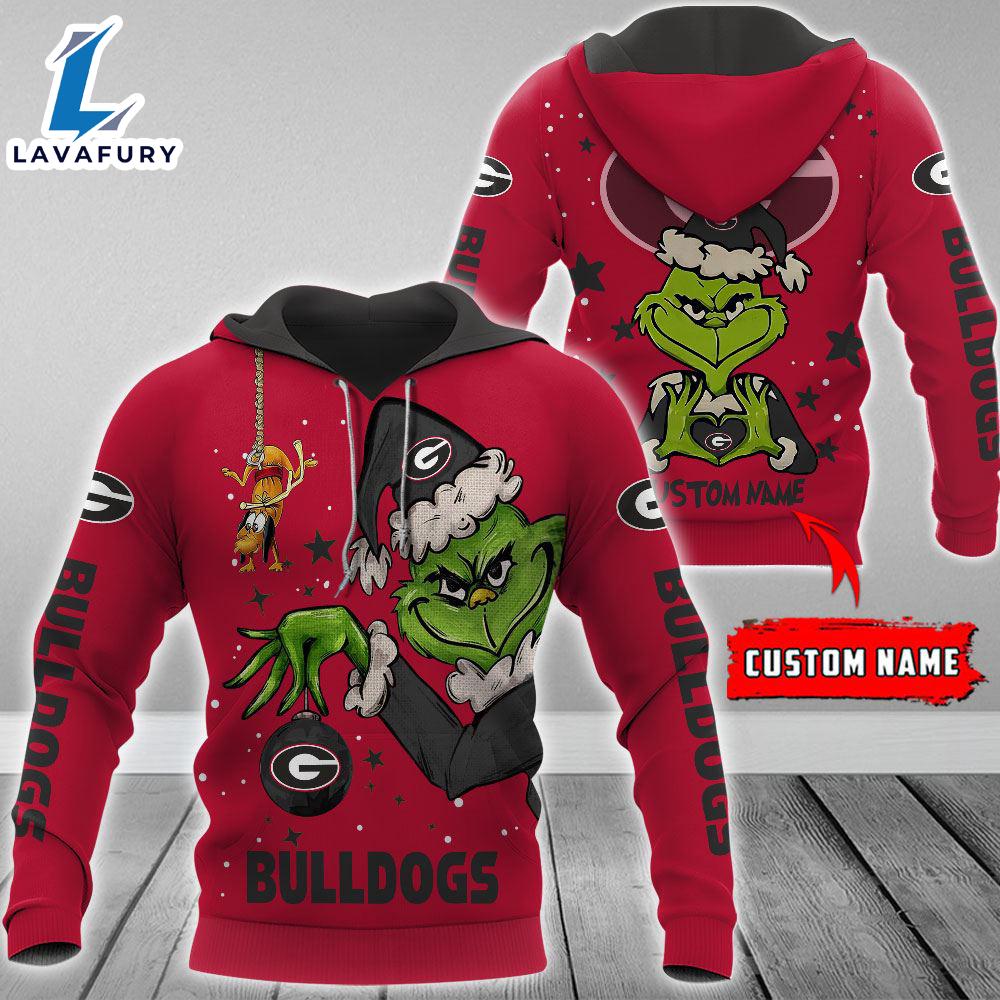 Ncaa Georgia Bulldogs Football Team The Grinch Custom Name Hoodie Gift Christmas