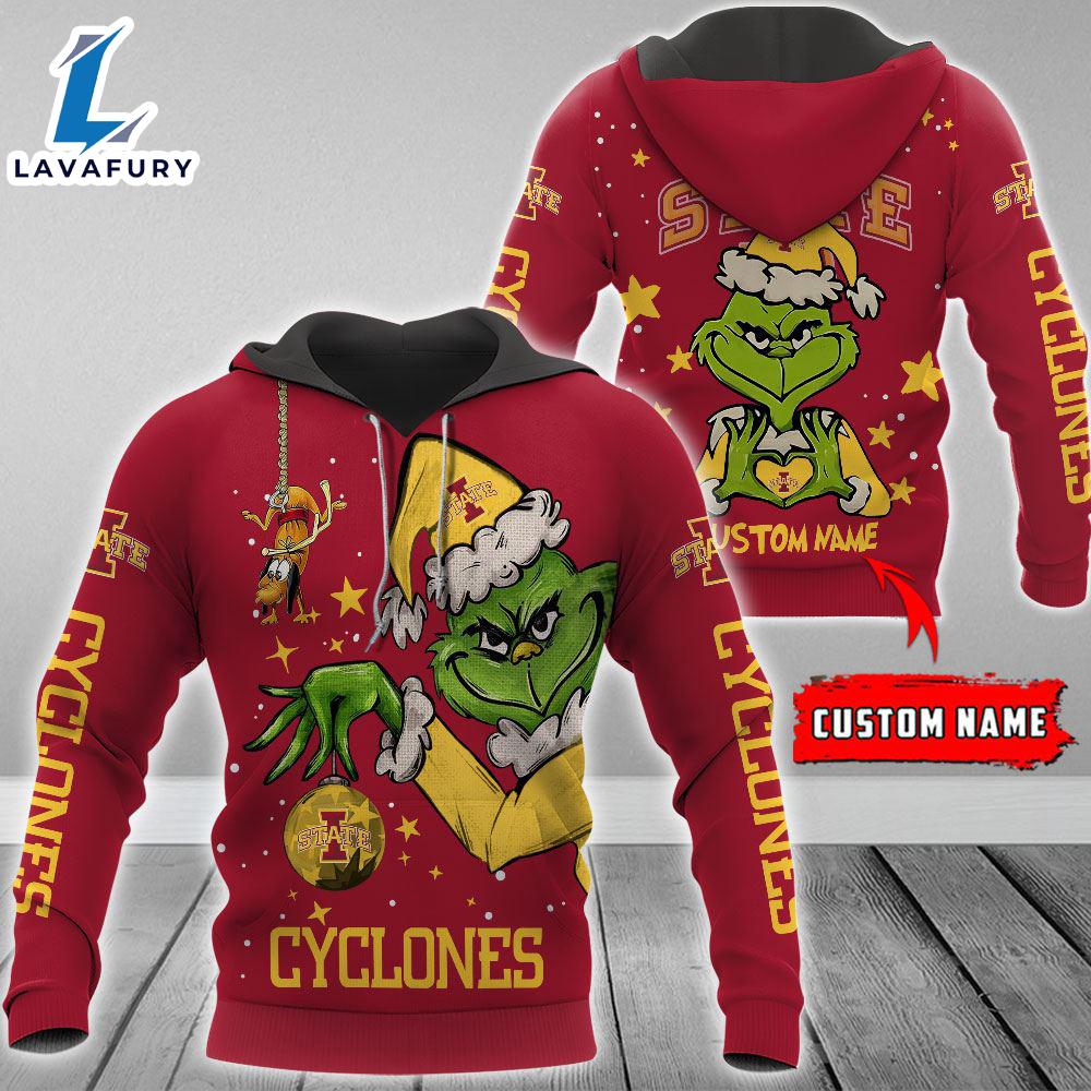 Ncaa Iowa State Cyclones Football Team The Grinch Custom Name Hoodie Gift Christmas