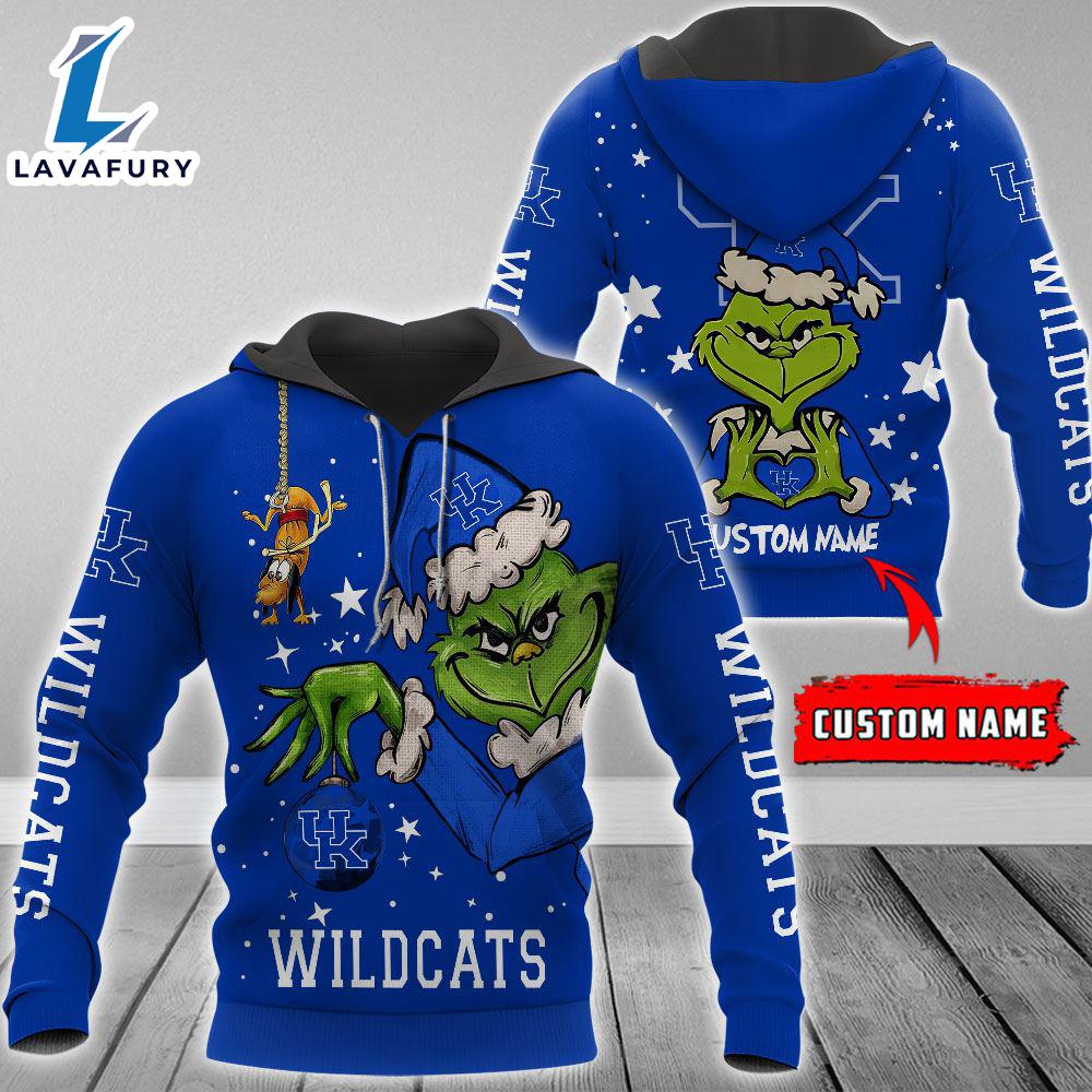 Ncaa Kentucky Wildcats Football Team The Grinch Custom Name Hoodie Gift Christmas
