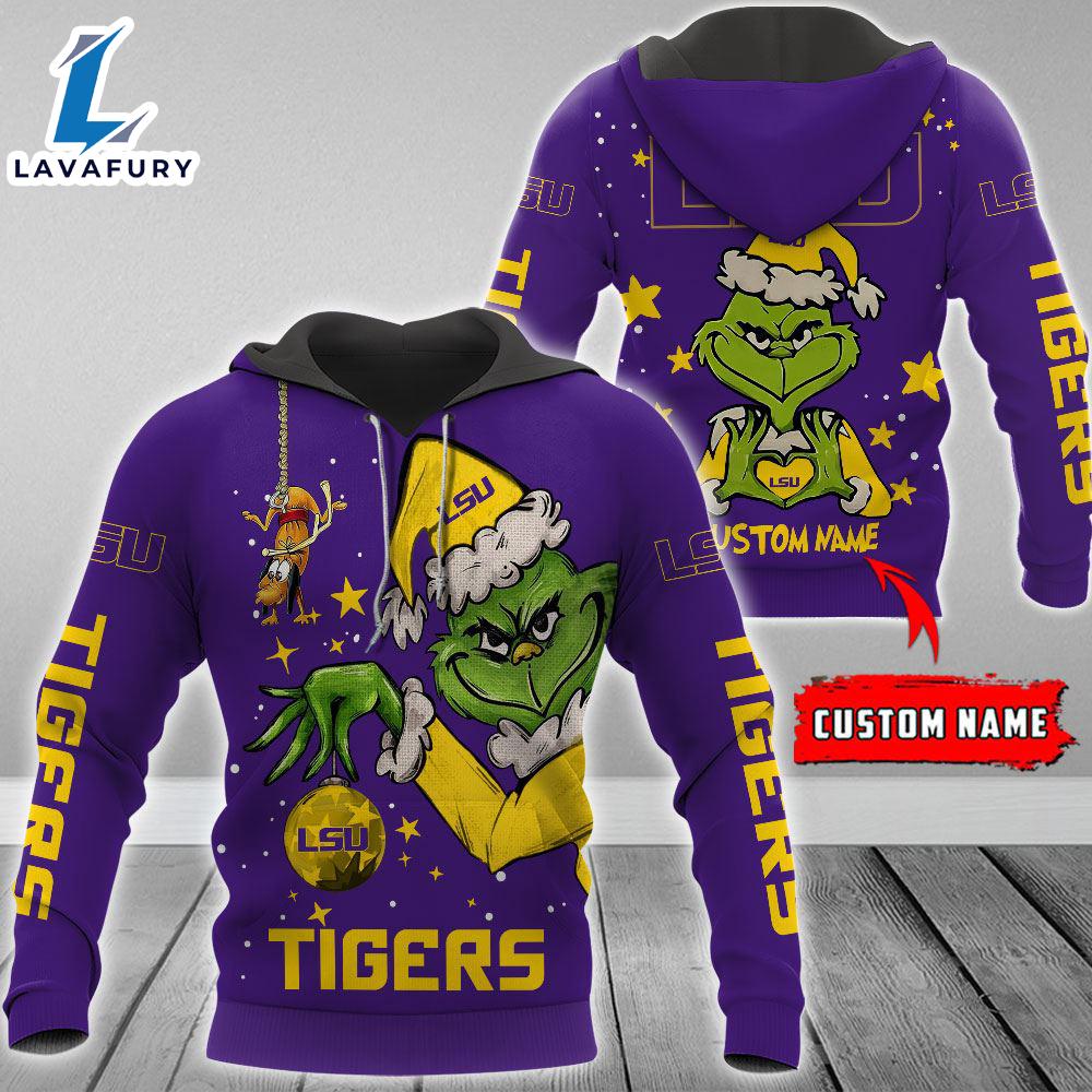 Ncaa Lsu Tigers Football Team The Grinch Custom Name Hoodie Gift Christmas