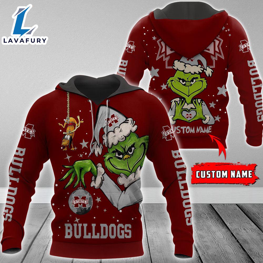 Ncaa Mississippi State Bulldogs Football Team The Grinch Custom Name Hoodie Gift Christmas