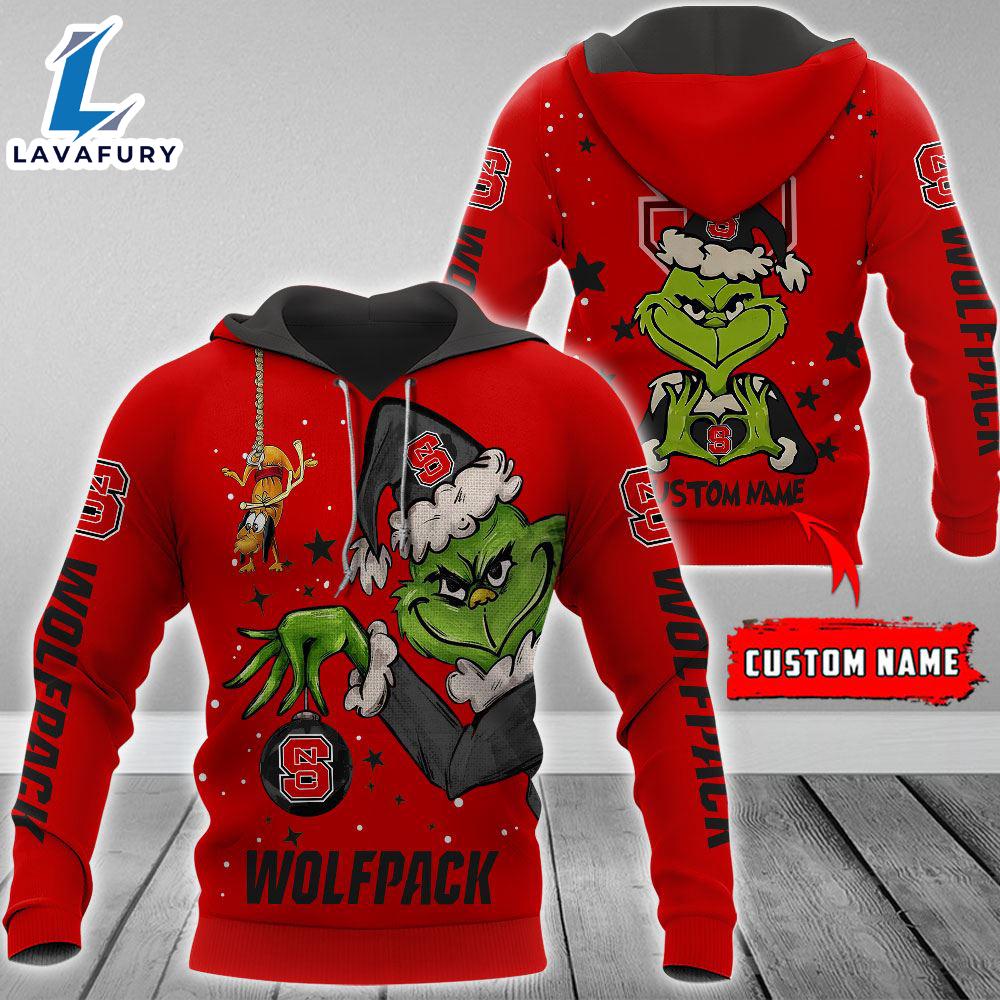 Ncaa Nc State Wolfpack Football Team The Grinch Custom Name Hoodie Gift Christmas