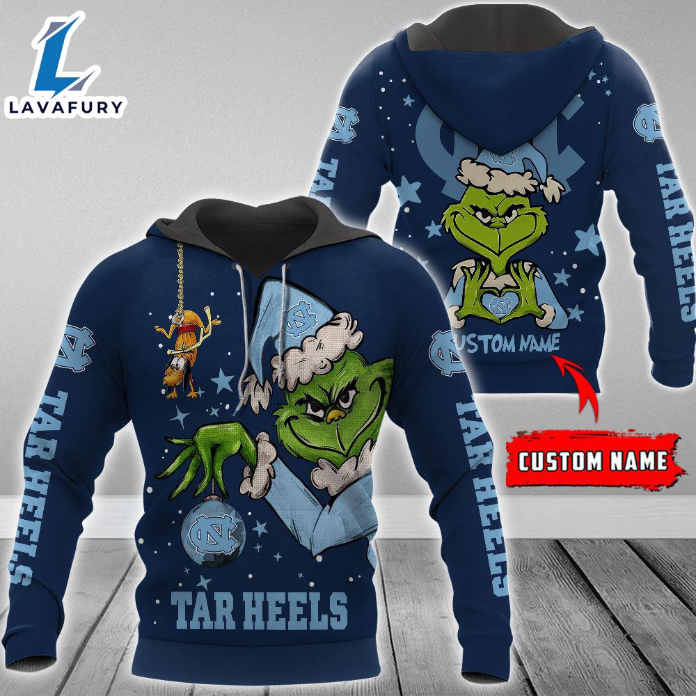 Ncaa North Carolina Tar Heels Football Team The Grinch Custom Name Hoodie Gift Christmas