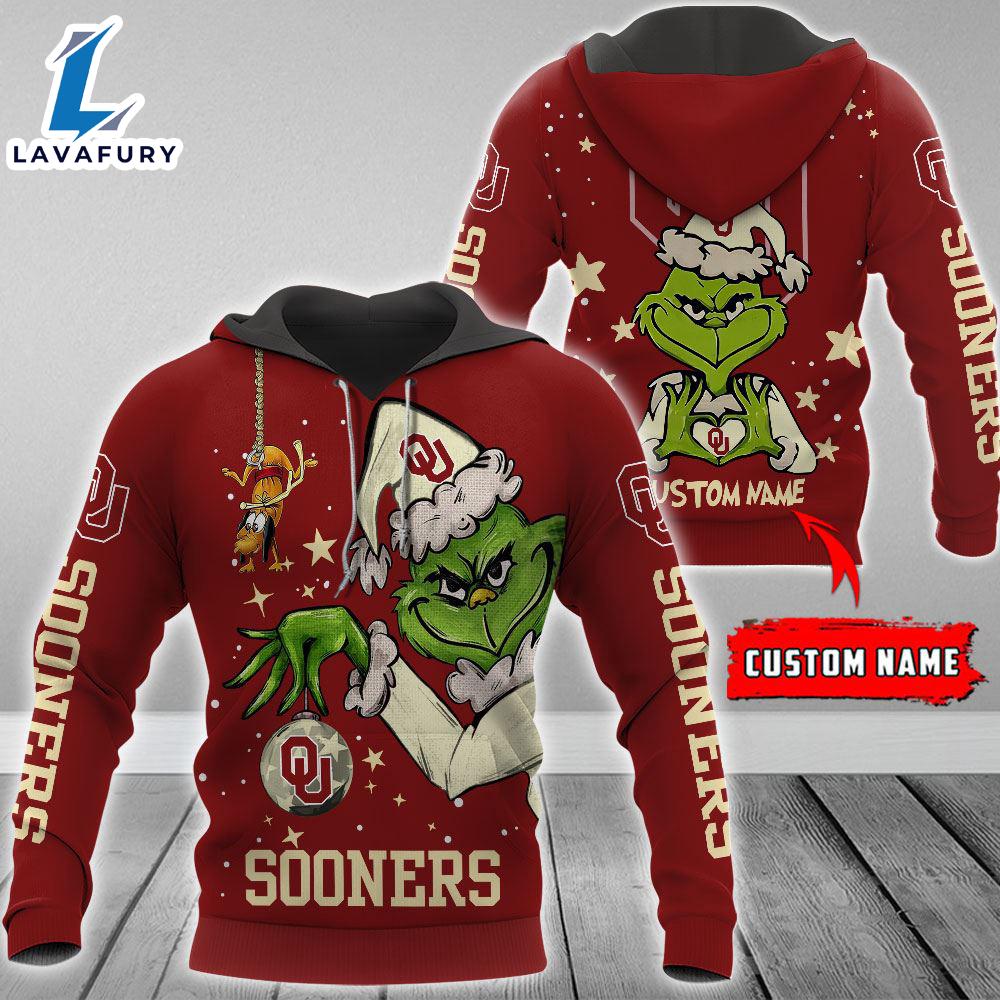 Ncaa Oklahoma Sooners Football Team The Grinch Custom Name Hoodie Gift Christmas