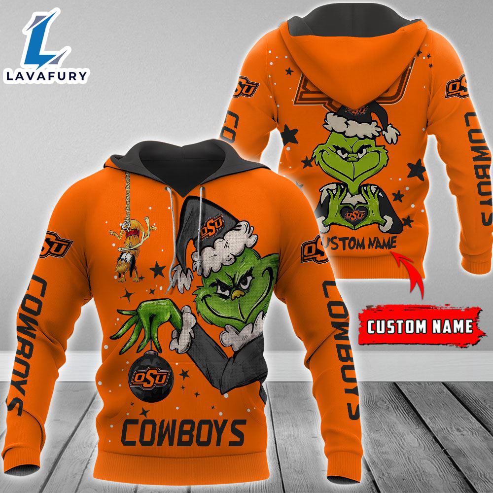 Ncaa Oklahoma State Cowboys Football Team The Grinch Custom Name Hoodie Gift Christmas