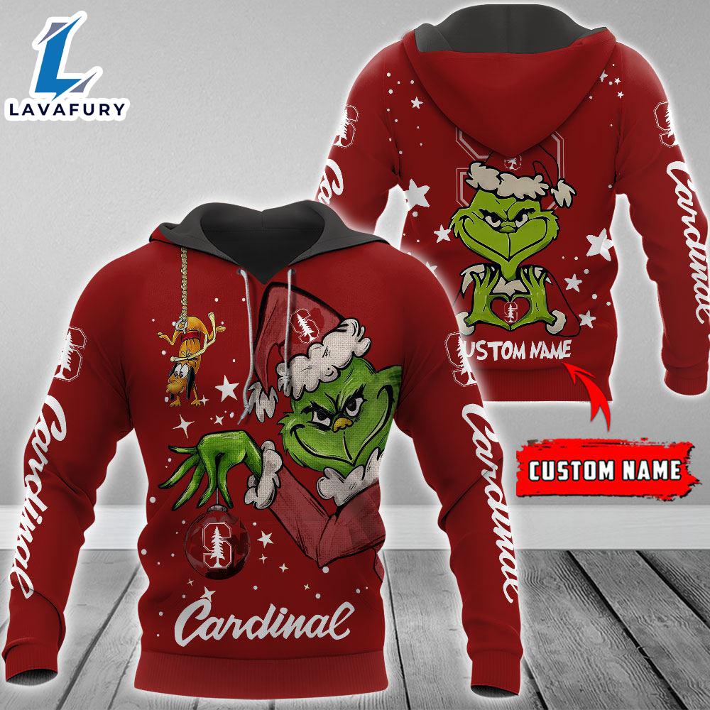 Ncaa Stanford Cardinal Football Team The Grinch Custom Name Hoodie Gift Christmas