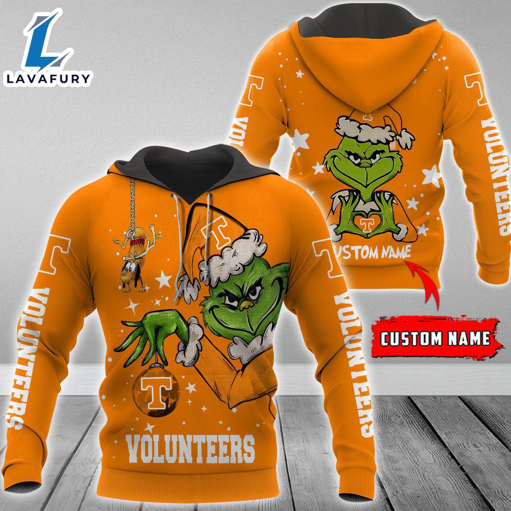 Ncaa Tennessee Volunteers Football Team The Grinch Custom Name Hoodie Gift Christmas