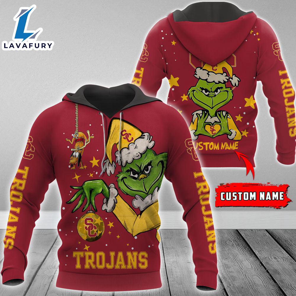 Ncaa Usc Trojans Football Team The Grinch Custom Name Hoodie Gift Christmas