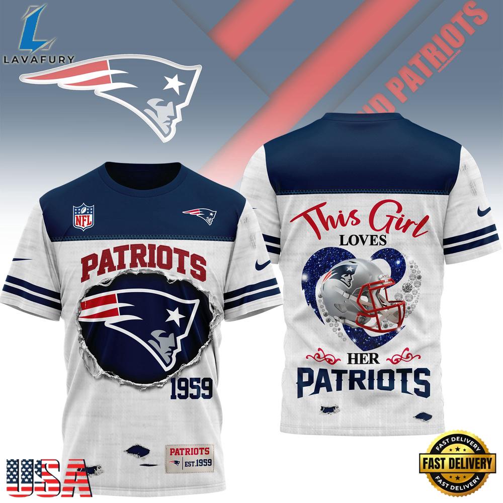 New England Patriots NHL This Girl Love All Over Print T Shirt