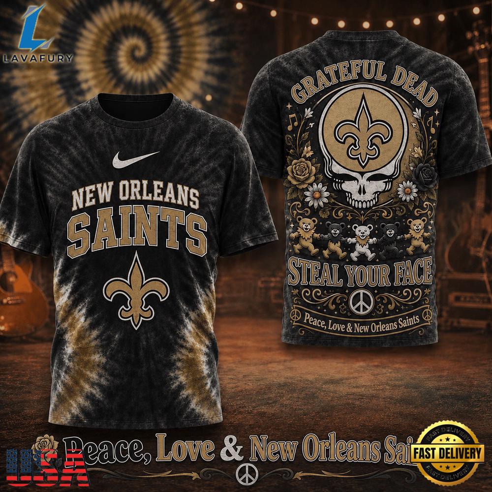 New Orleans Saints NFL x Greateful Dead Steal Your Face New 2026 T Shirt