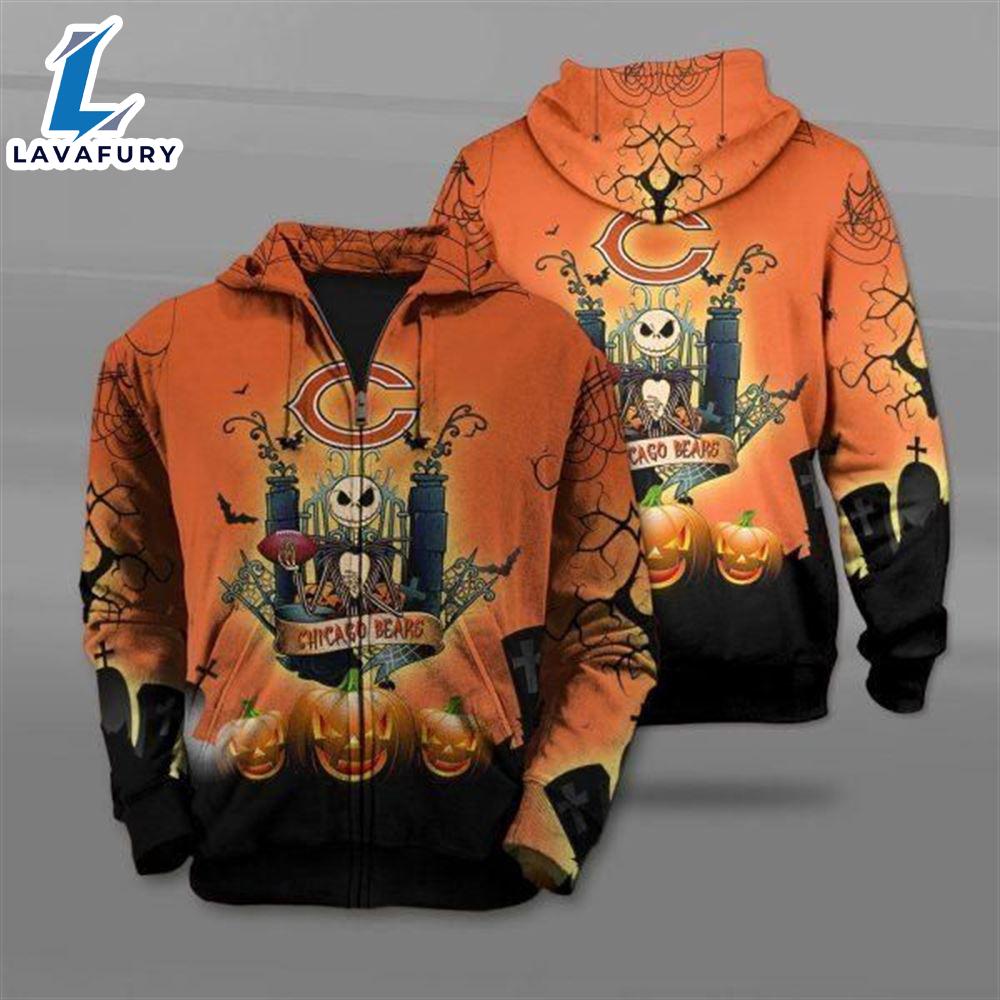 Nfl Chicago Bears The Nightmare Before Christmas Jack Skellington - Jack Skellington Hoodie