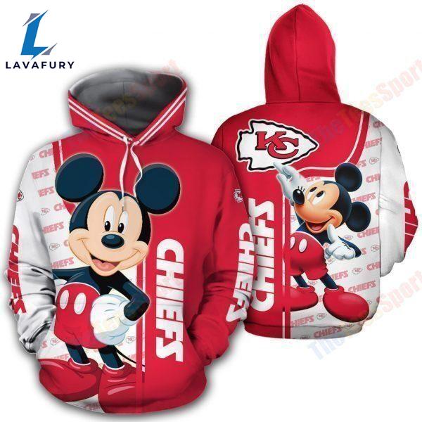NFL Kansas City Chiefs With Mickey 3D All Over Print Hoodie
