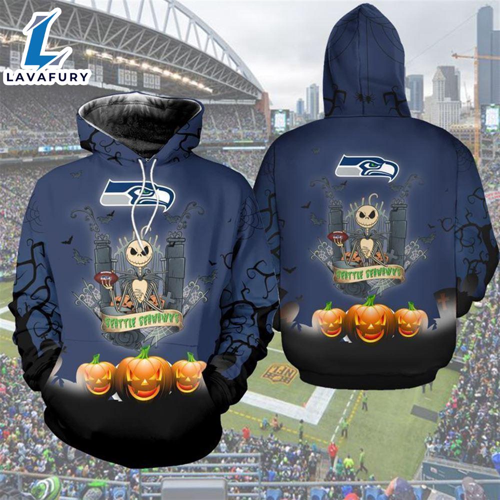 Nfl Seattle Seahawks The Nightmare Before Christmas Jack Skellington - Jack Skellington Hoodie